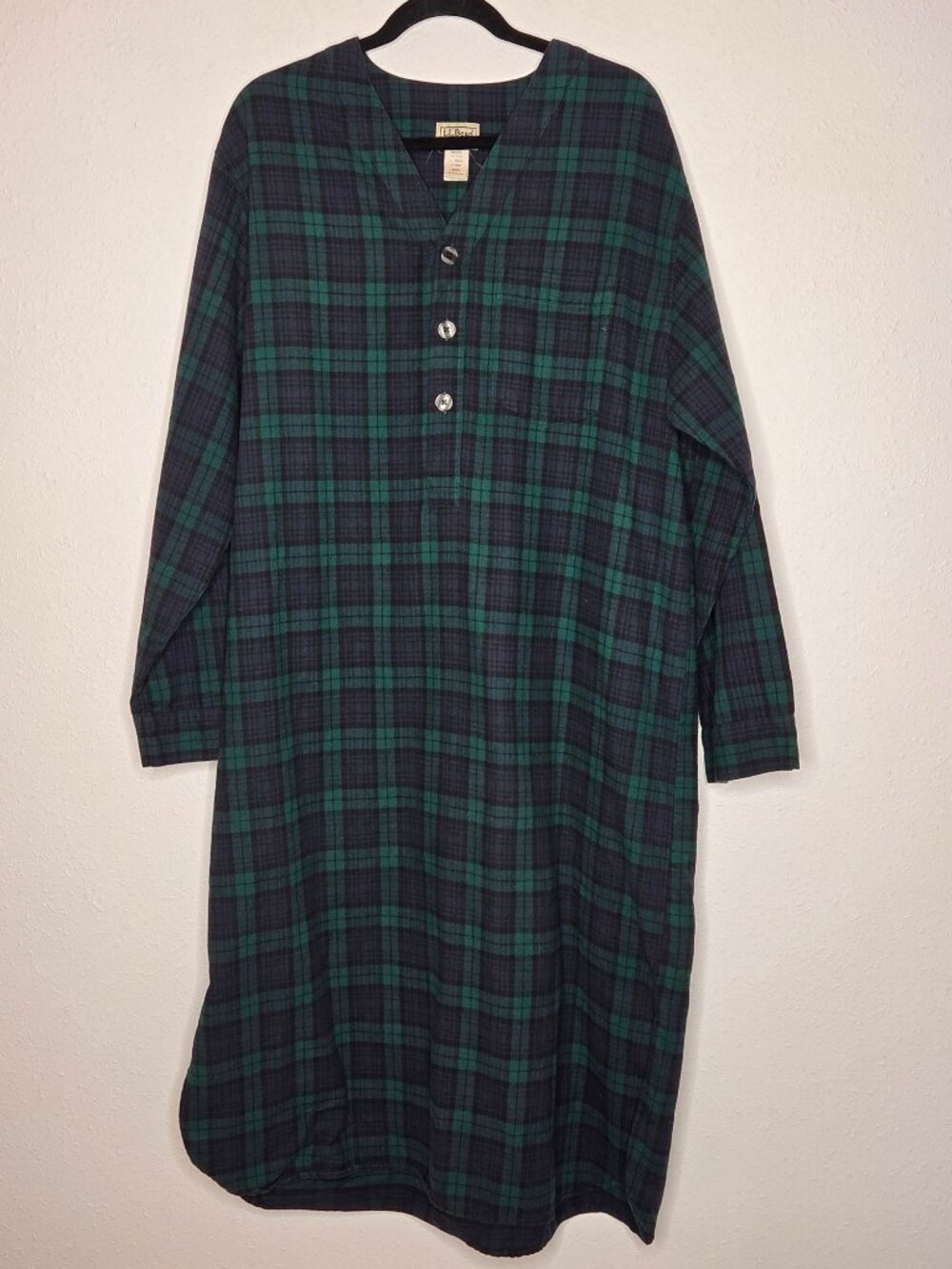 L.L. Bean Men's VTG 100% Cotton Scotch Plaid Flannel Nightgown UnisexLarge